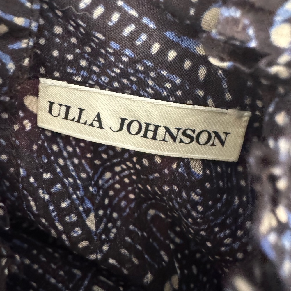 Ulla Johnson Sigrid Blouse In Indigo Diamond Size 0 Boho Puff Sleeve NWOT - Picture 11 of 11